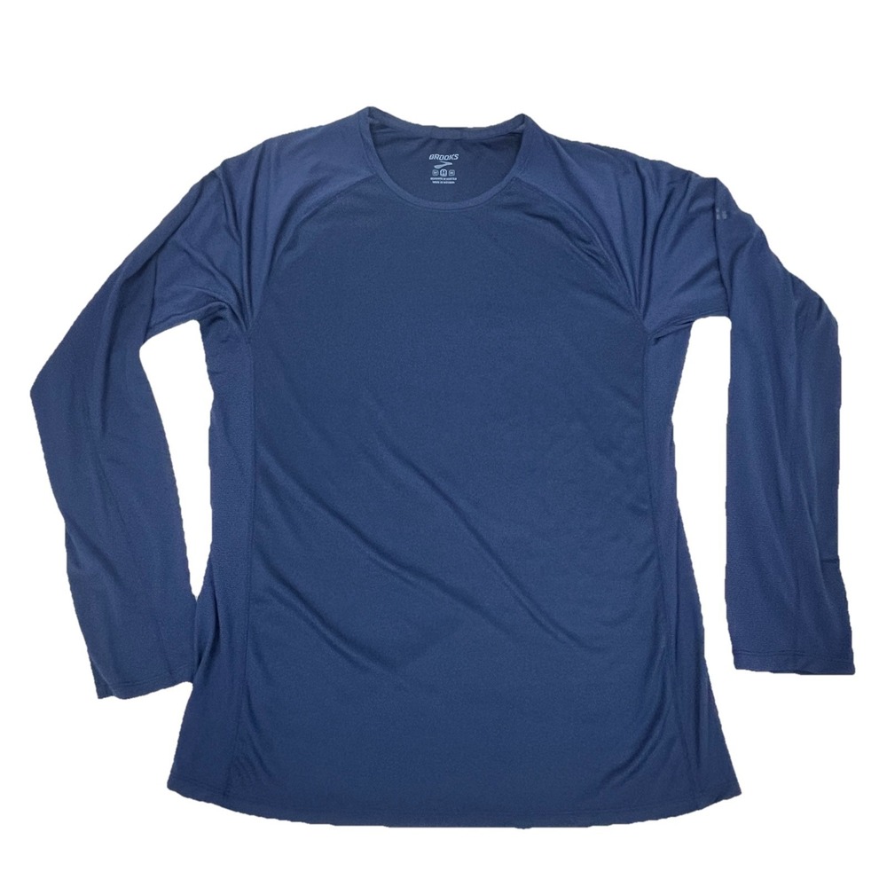 Brooks Running Long Sleeve Athletic Shirt Base Layer Running Navy Blue Men M